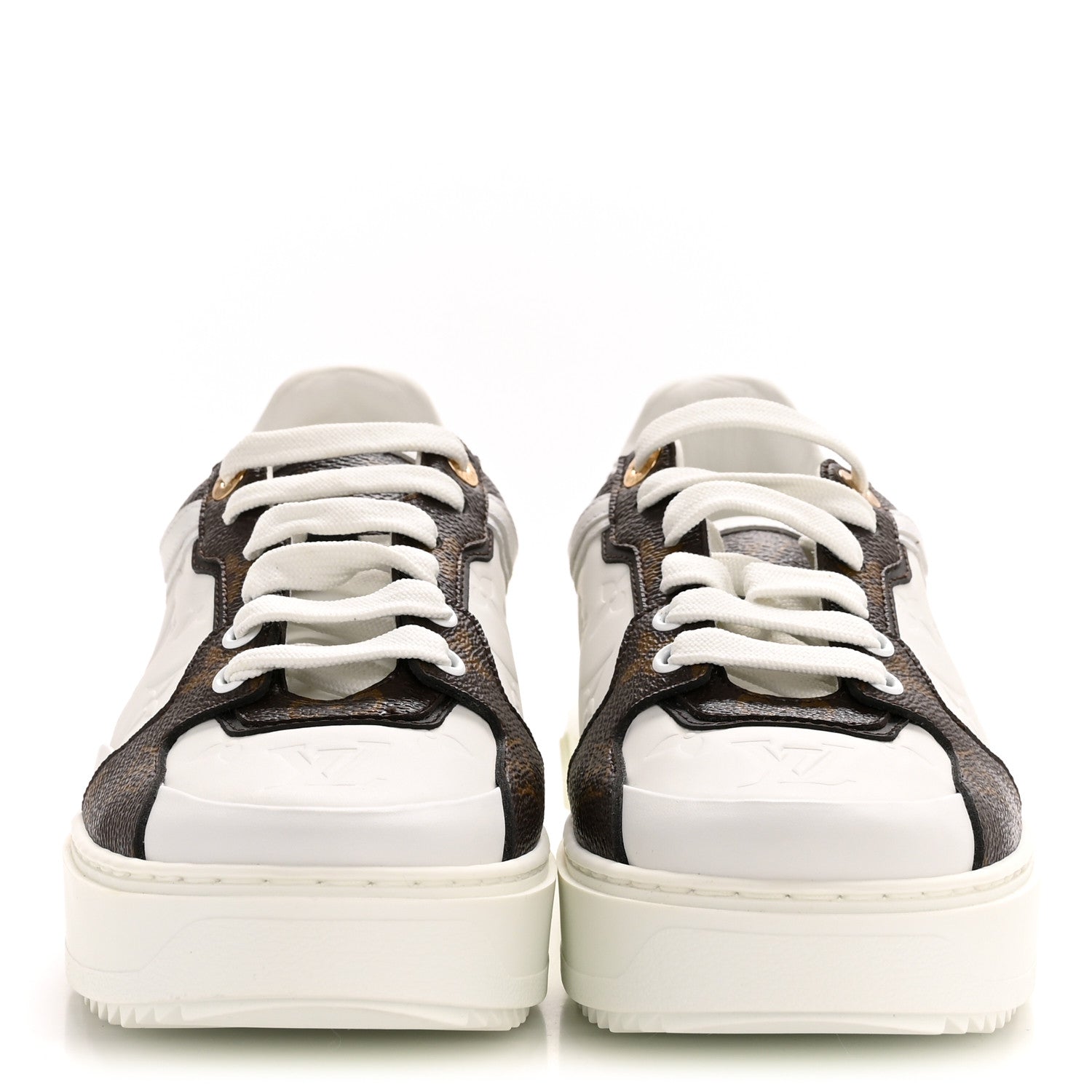 Calfskin Embossed Monogram Time Out Sneakers 39 White £¨ Direct shipment via from wholesalehk.shop