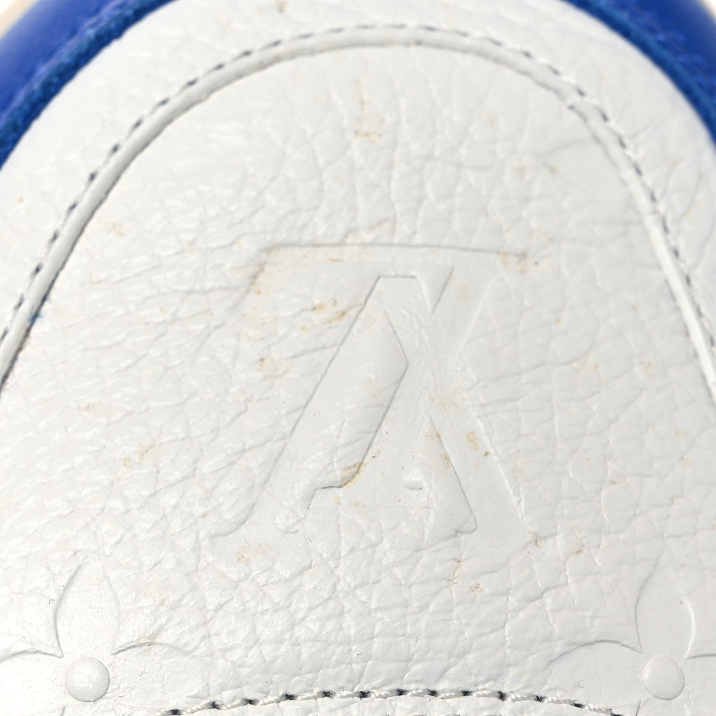 Calfskin Embossed Monogram Mens LV Trainer Sneakers 8.5 Blue £¨ Direct shipment via from wholesalehk.shop
