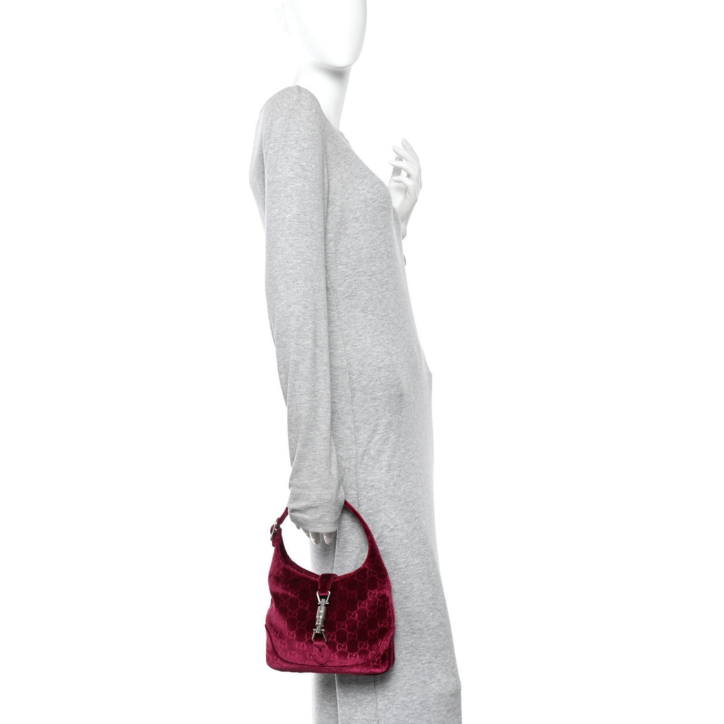 New Velvet Ashmir GG Monogram Small Jackie 1961 Hobo Red £¨ Direct shipment via from wholesalehk.shop
