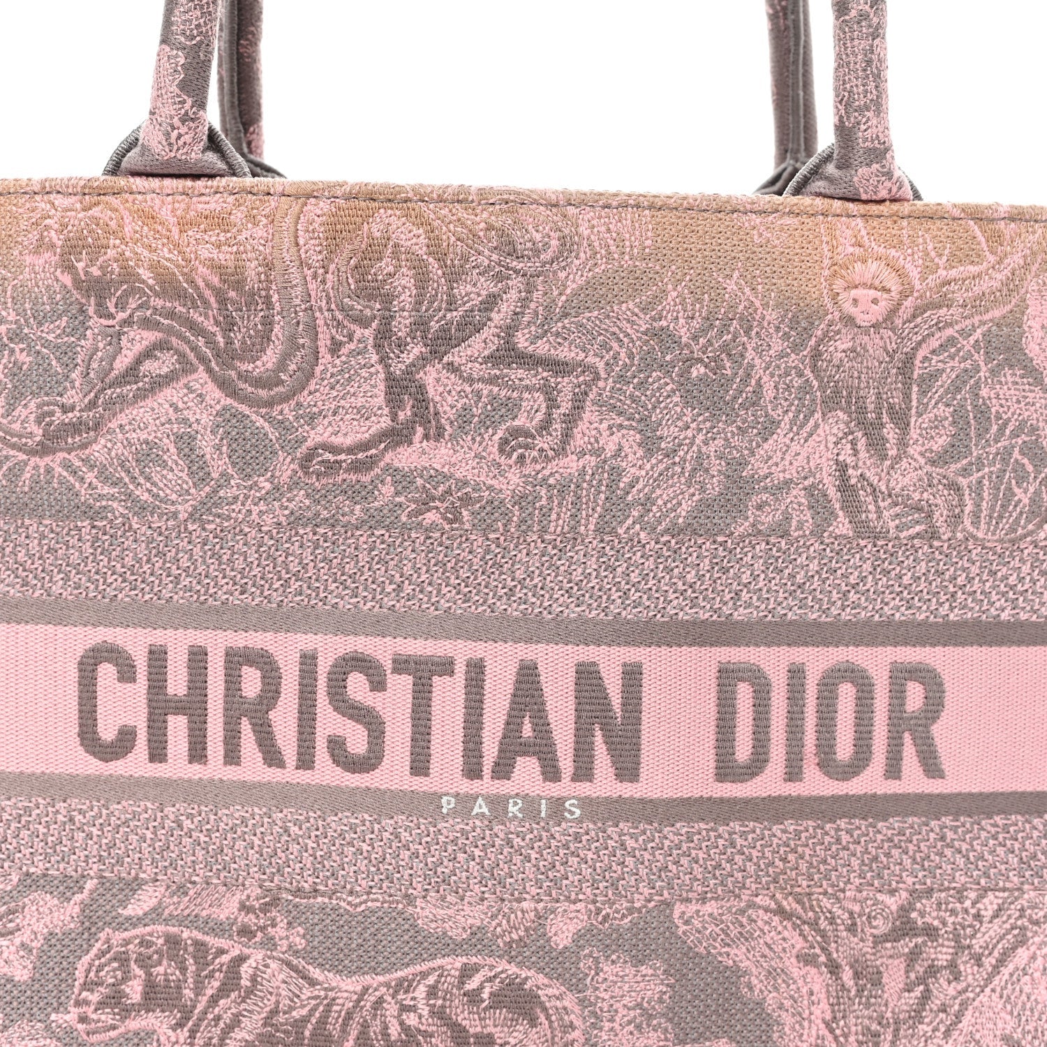 Canvas Embroidered Medium Dioriviera Toile De Jouy Book Tote Pink Grey £¨ Direct shipment via from wholesalehk.shop