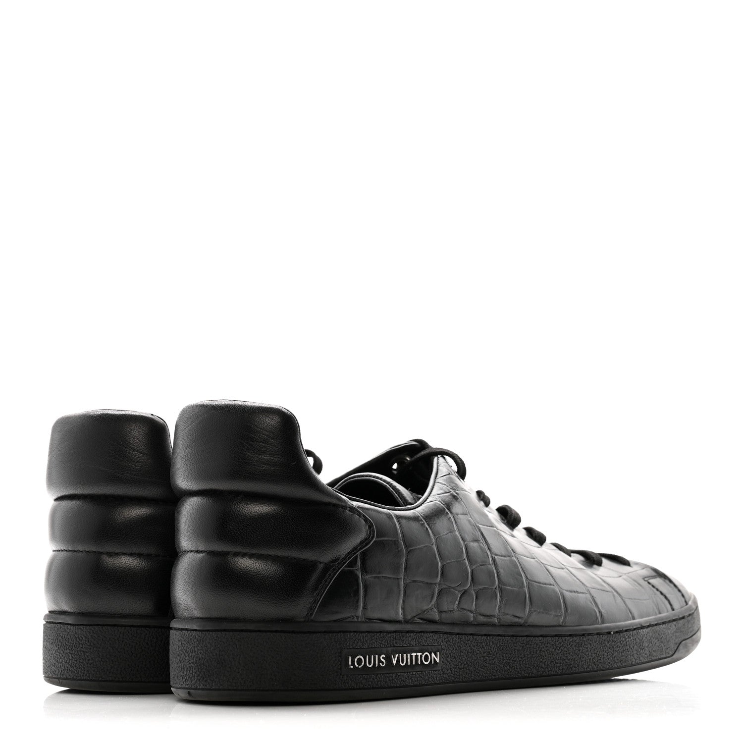 Calfskin Crocodile Embossed Frontrow Mens Sneakers 8 Black £¨ Direct shipment via from wholesalehk.shop