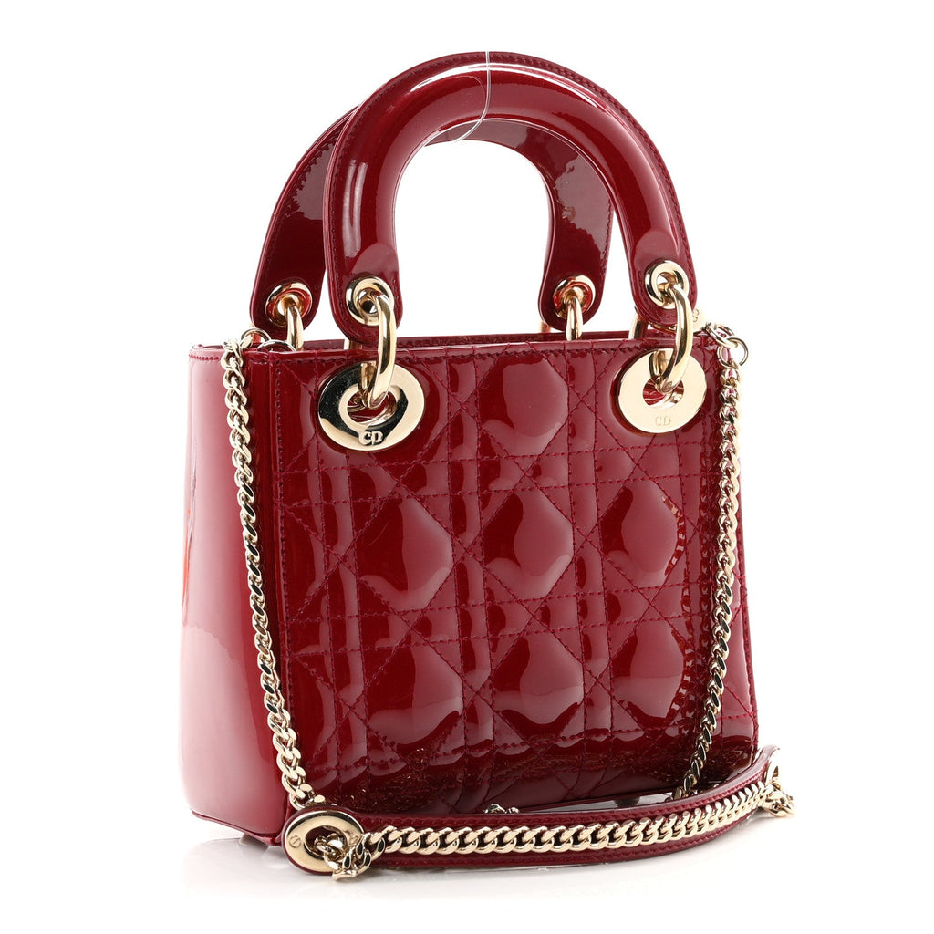 Patent Cannage Mini Lady Dior Red wholesalehk.shop