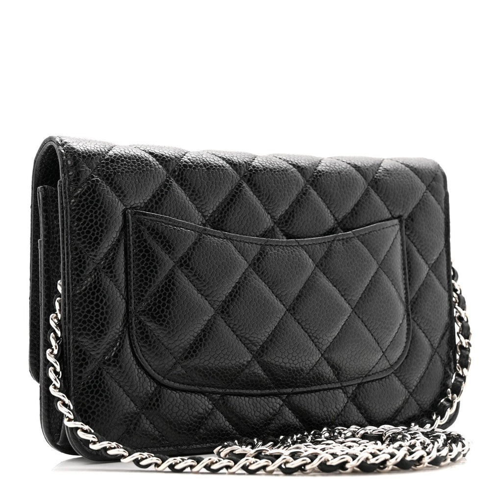 Caviar Quilted Wallet on Chain WOC Black wholesalehk.shop