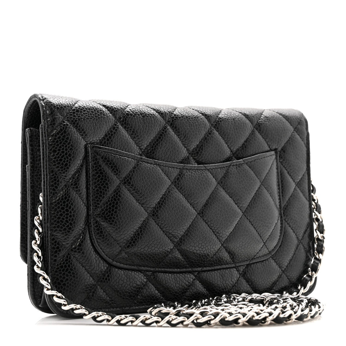 Caviar Quilted Wallet on Chain WOC Black wholesalehk.shop