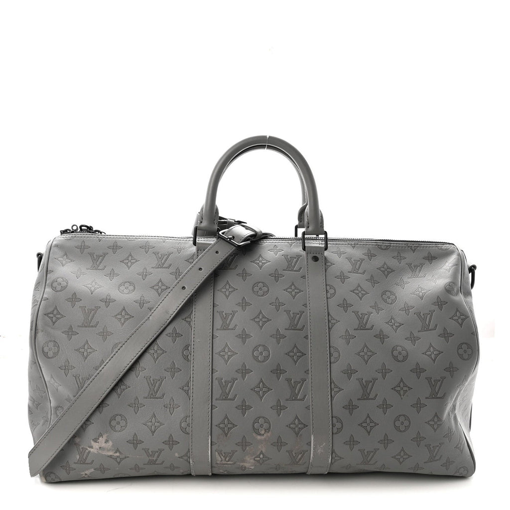Calfskin Monogram Shadow Keepall Bandouliere 50 Anthracite Gray wholesalehk.shop