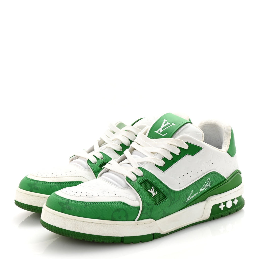 Calfskin Monogram Mens LV Trainer Sneakers 8 Green £¨ Direct shipment via from wholesalehk.shop