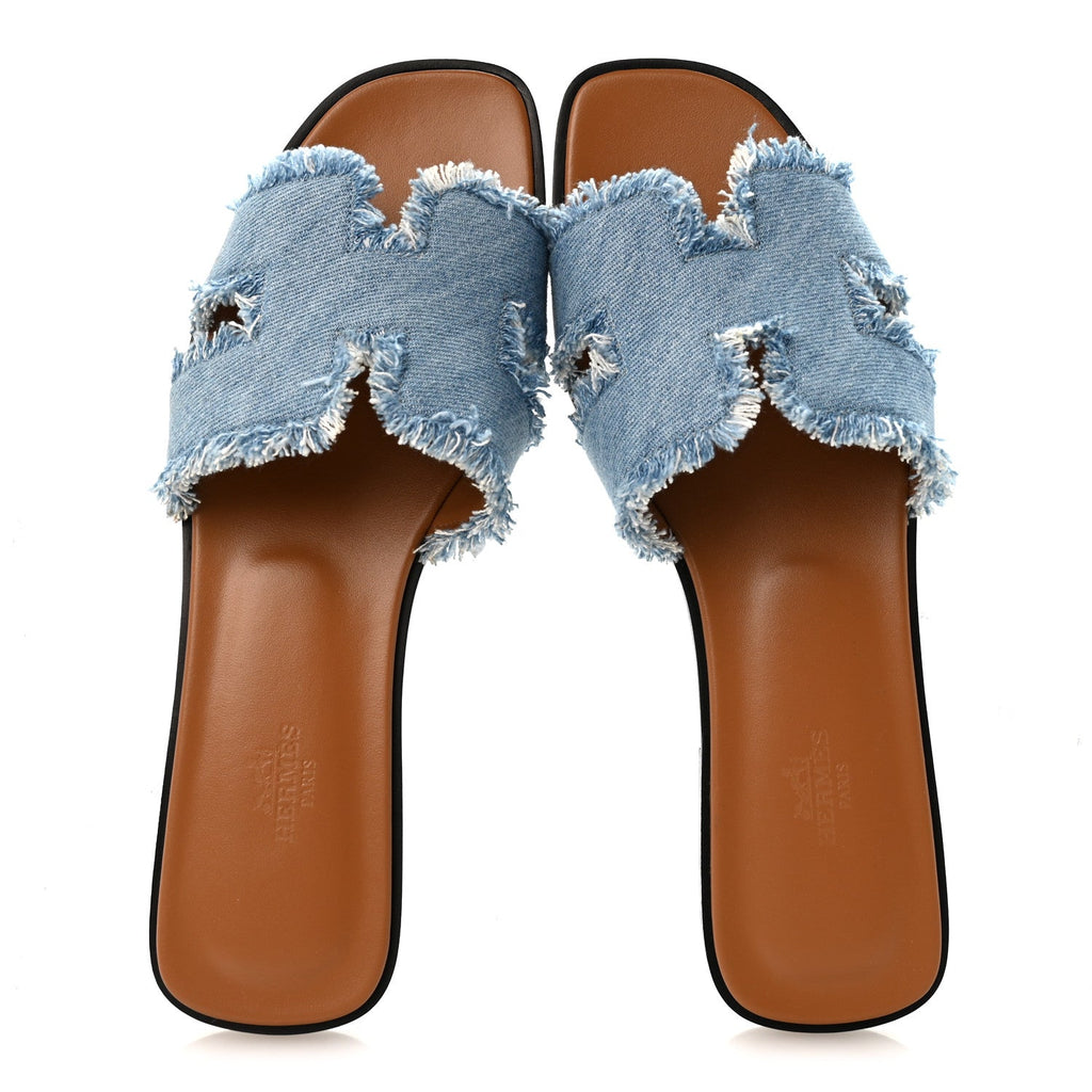 Denim Oran Fringe Sandals 40 Bleu Clair wholesalehk.shop