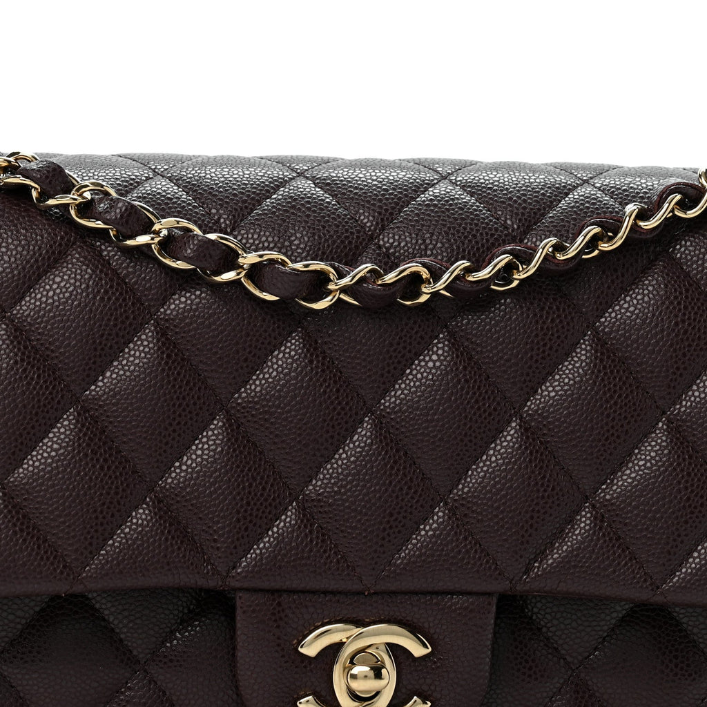 Caviar Quilted Medium Double Flap Dark Brown wholesalehk.shop