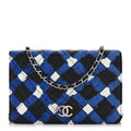 Printed Lambskin Airlines Wallet On Chain WOC White Blue Black wholesalehk.shop