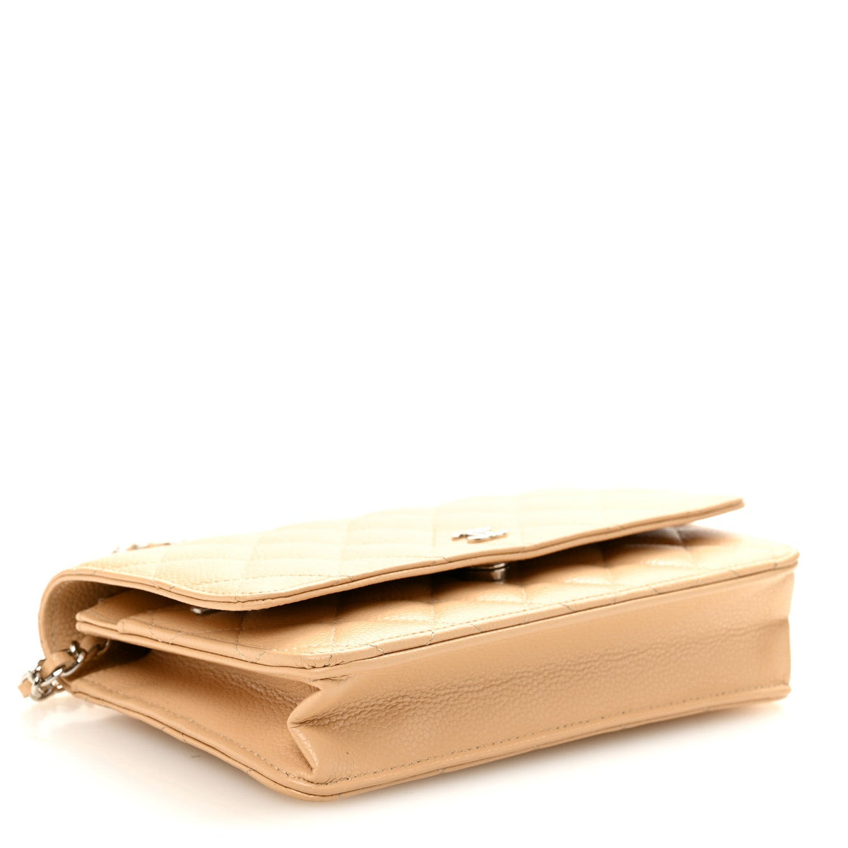 Caviar Quilted Wallet on Chain WOC Beige wholesalehk.shop