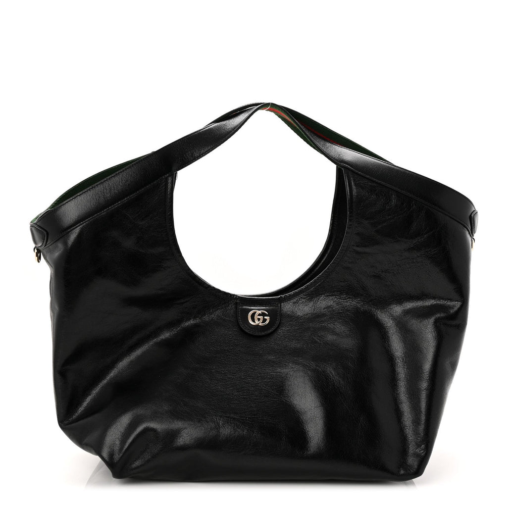 Soft Glossy Calfskin Large Giglio Tote Black wholesalehk.shop