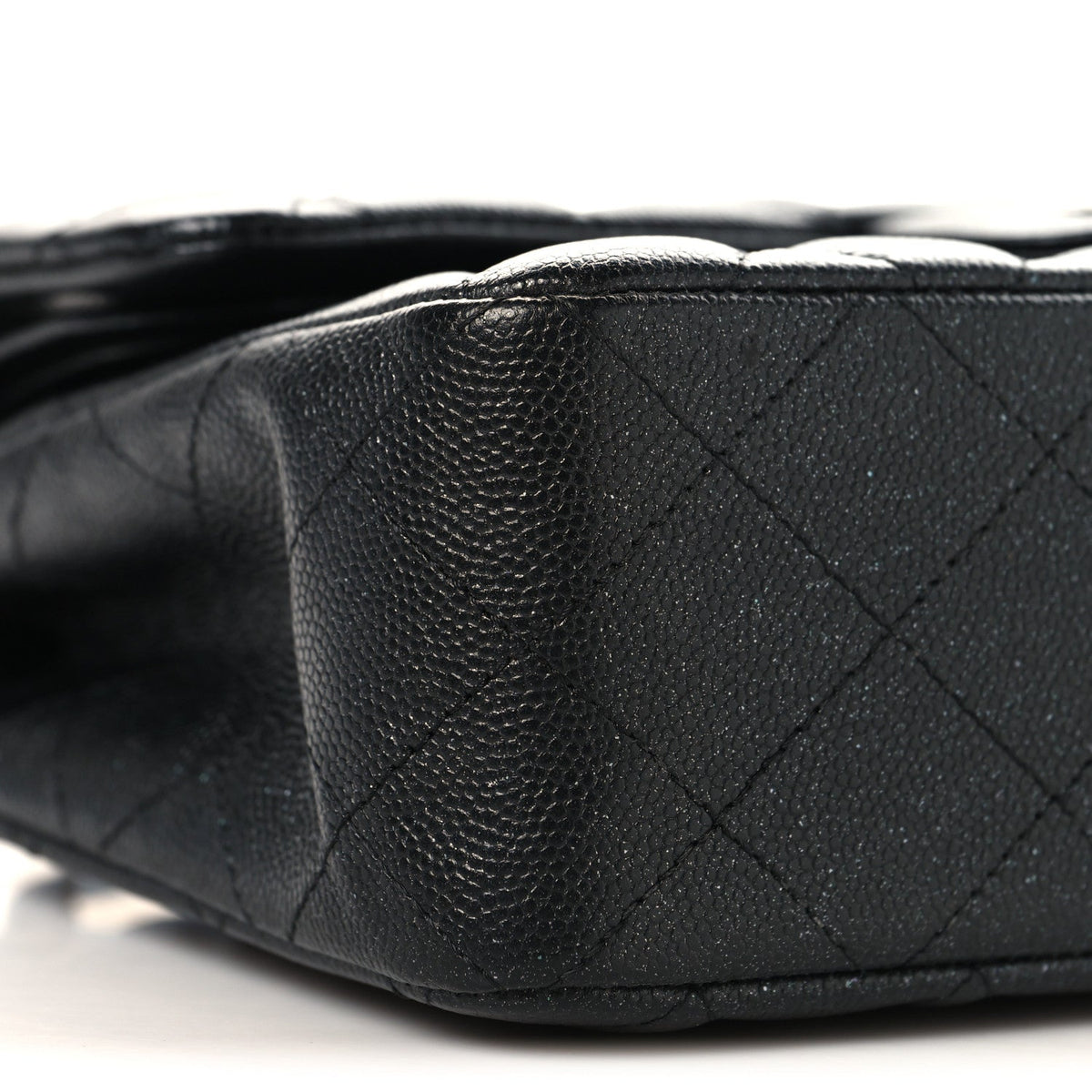 Iridescent Caviar Quilted Small Double Flap Black wholesalehk.shop