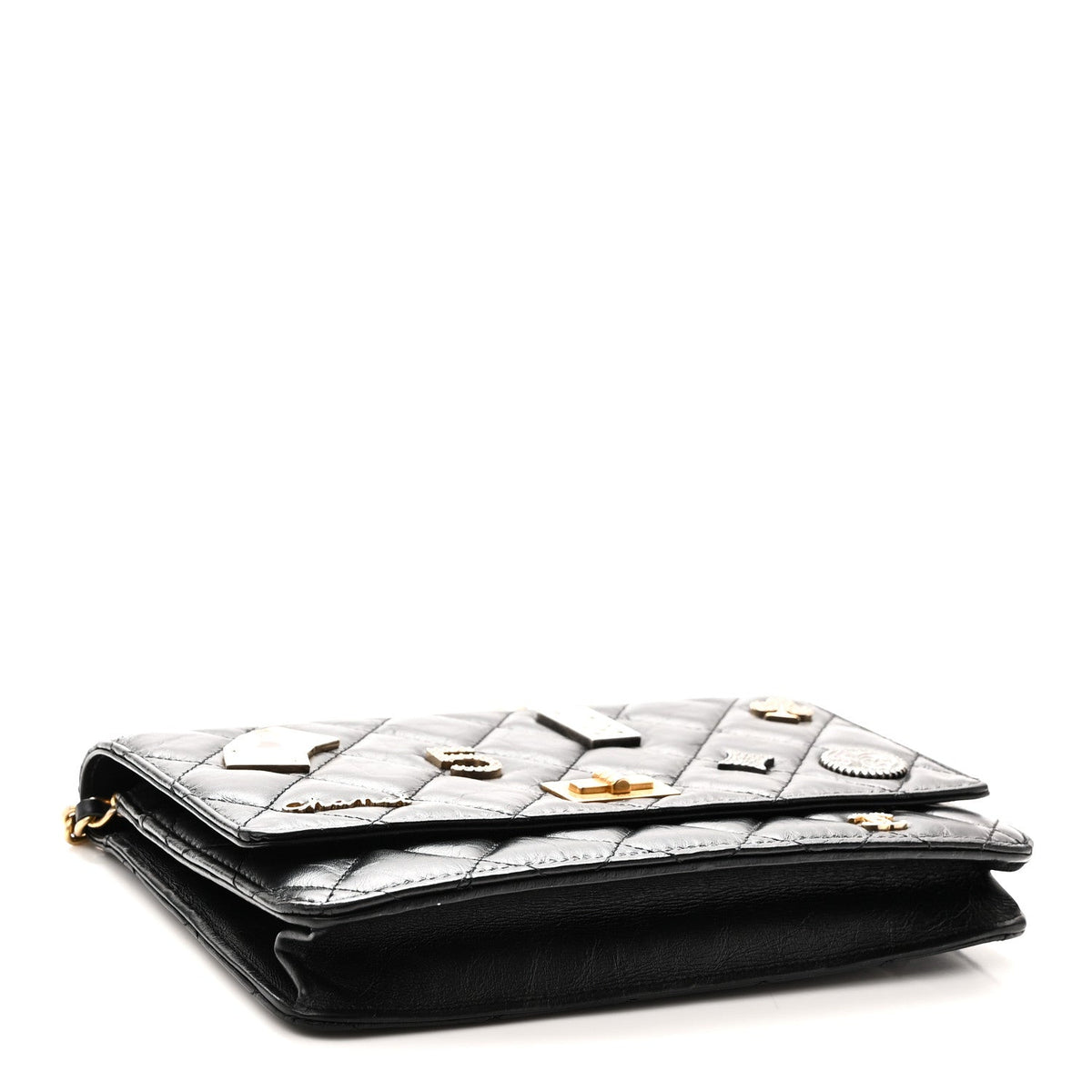 Aged Calfskin Lucky Charms Casino 2.55 Reissue Wallet on Chain WOC Black wholesalehk.shop