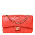 Snakeskin Medium Double Flap Red wholesalehk.shop