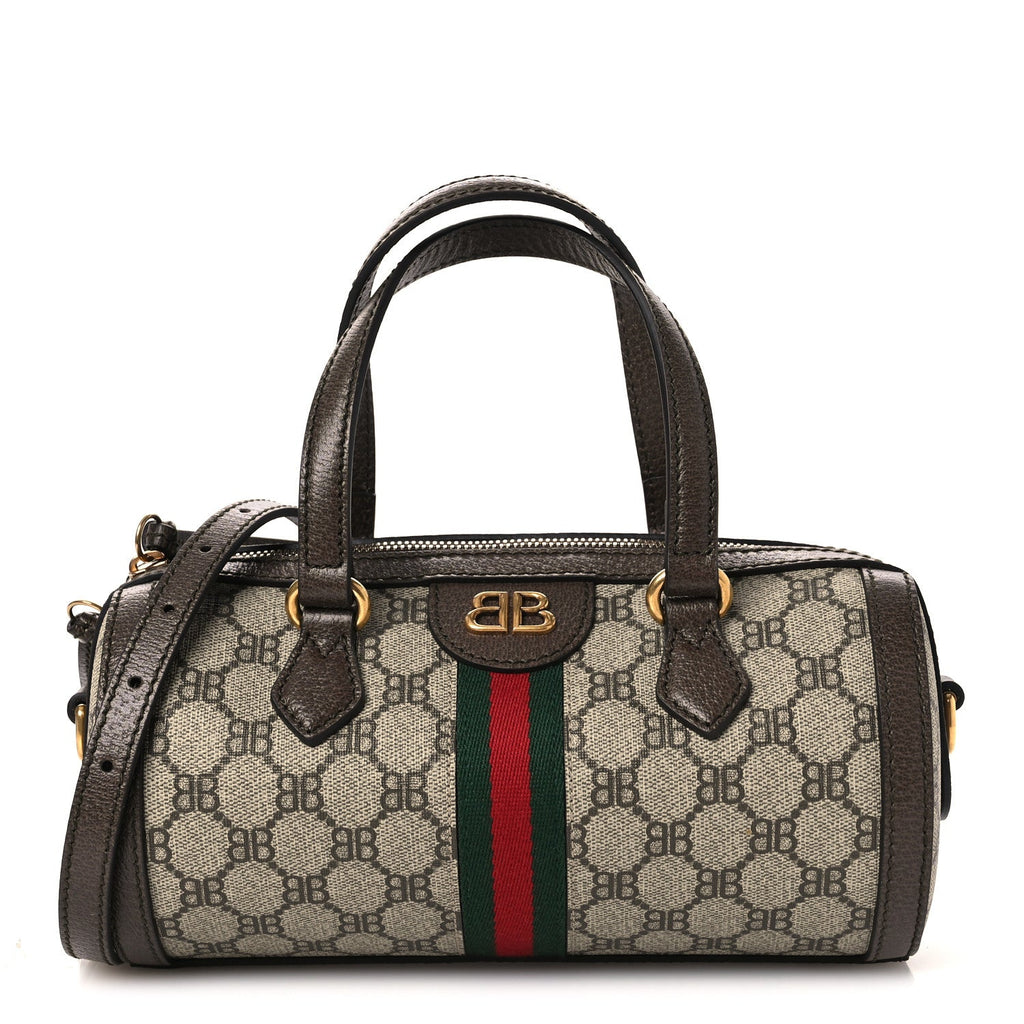 X BALENCIAGA BB Supreme Monogram Web Small Ophidia Boston Bag Beige New Acero wholesalehk.shop