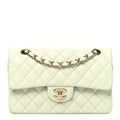 Caviar Quilted Small Double Flap Light Green wholesalehk.shop