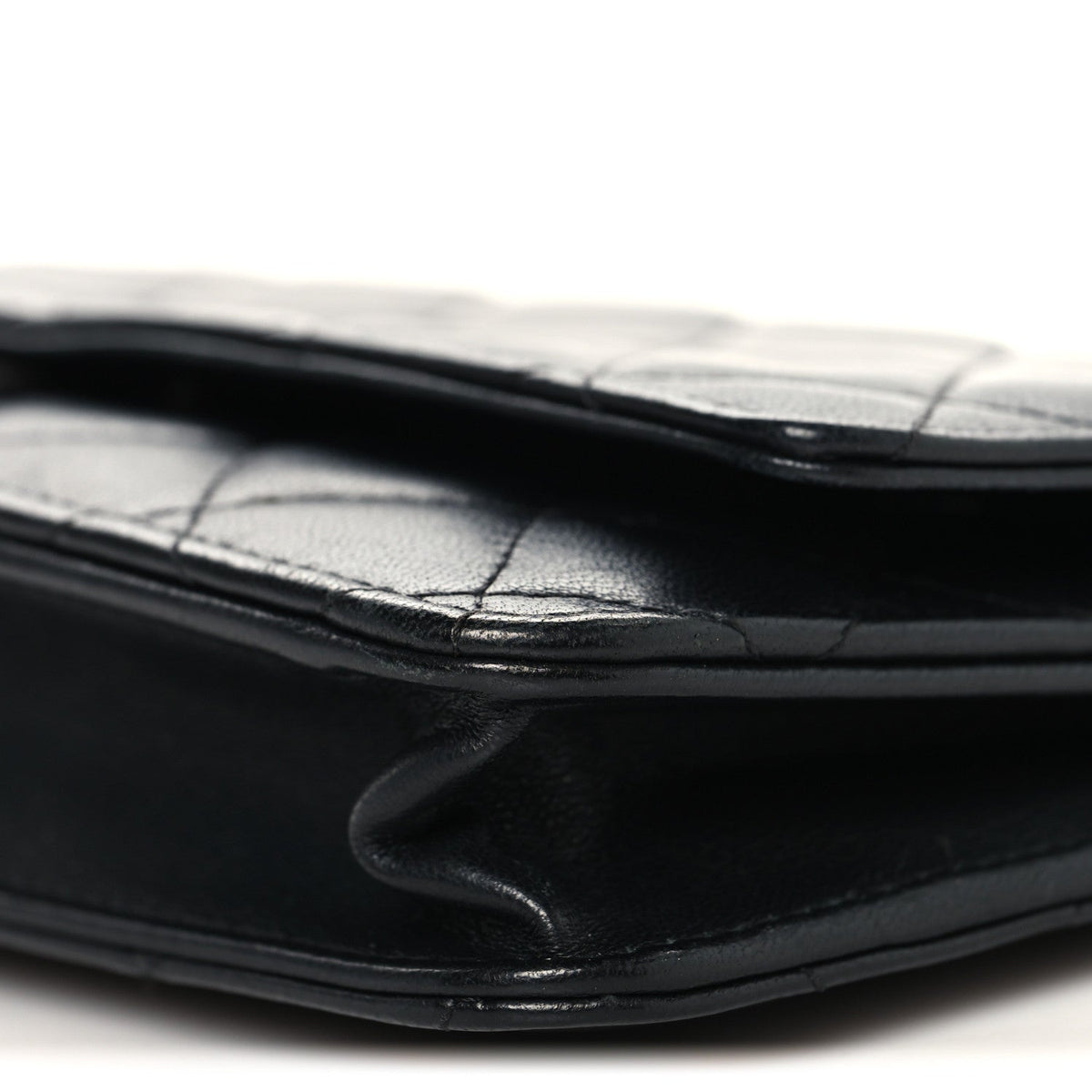 Lambskin Quilted Wallet On Chain WOC Black wholesalehk.shop