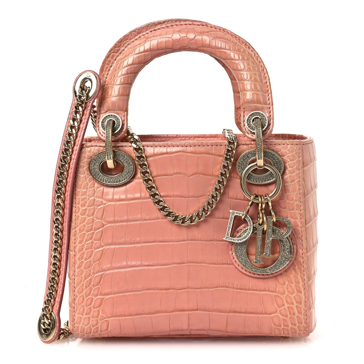 Alligator Crystal Mini Lady Dior Pink wholesalehk.shop