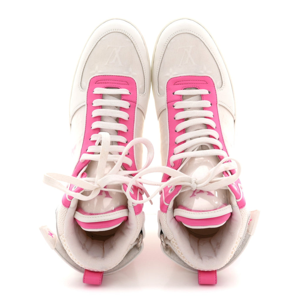 Calfskin Nylon Mesh Monogram Womens Boombox High Top Sneakers 39 White Pink £¨ Direct shipment via from wholesalehk.shop