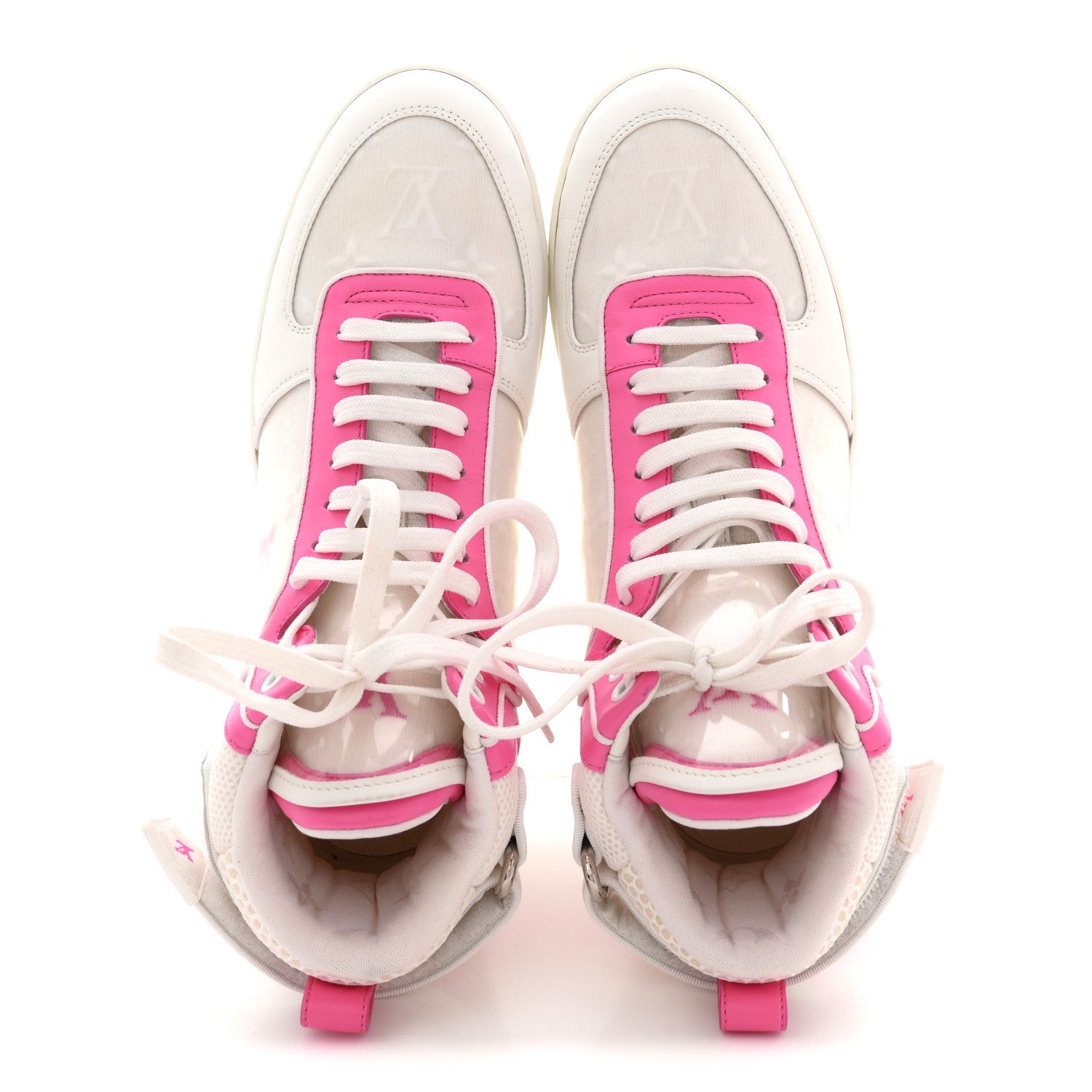 Calfskin Nylon Mesh Monogram Womens Boombox High Top Sneakers 39 White Pink £¨ Direct shipment via from wholesalehk.shop