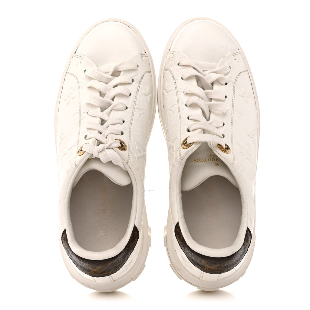 Lambskin Embossed Monogram Time Out Sneakers 35  White £¨ Direct shipment via from wholesalehk.shop