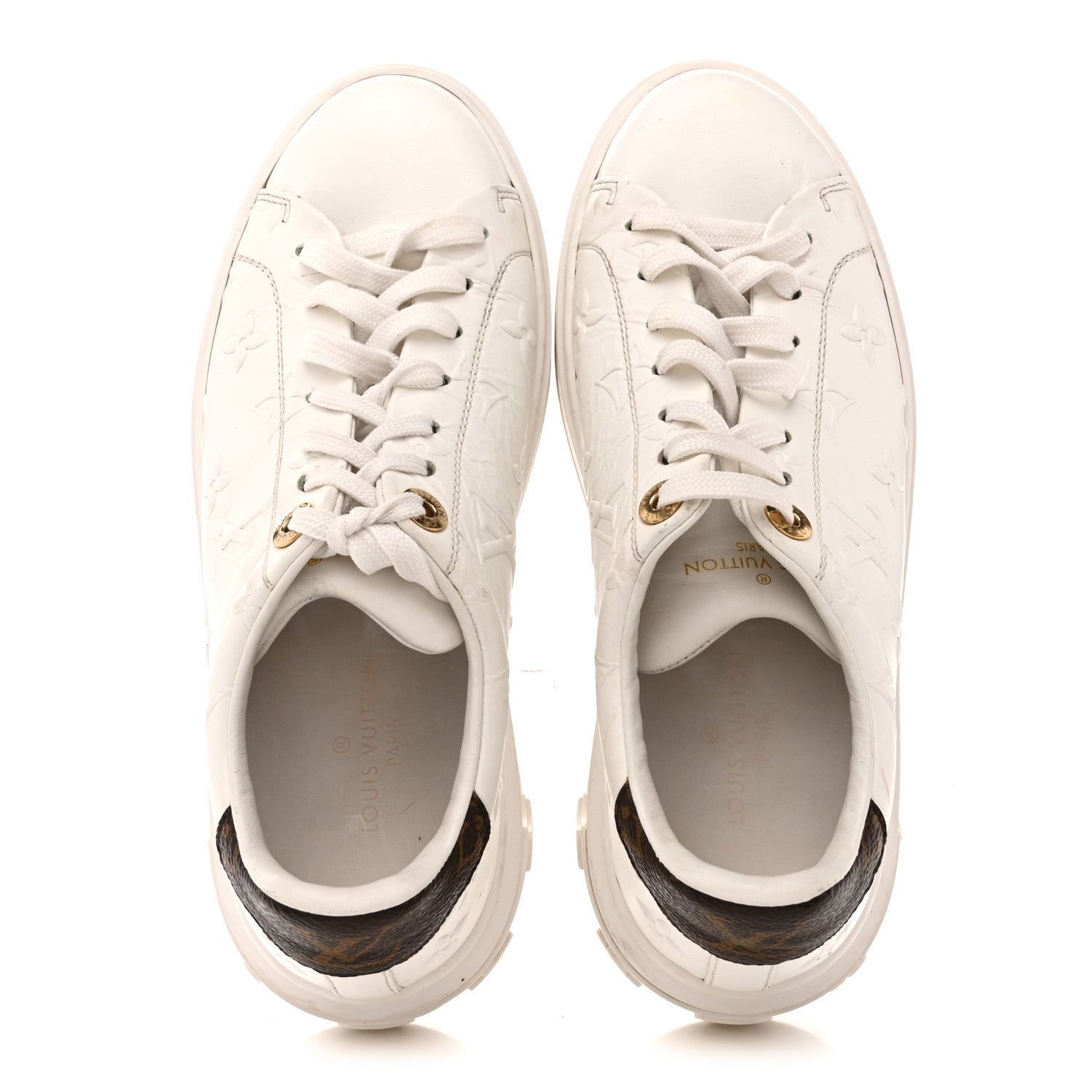 Lambskin Embossed Monogram Time Out Sneakers 35  White £¨ Direct shipment via from wholesalehk.shop