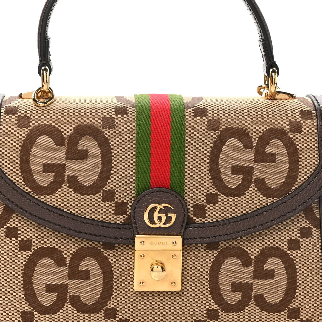 Monogram Jumbo GG Textured Dollar Calfskin Web Small Ophidia Padlock Top Handle Bag Camel Ebony New Acero £¨ Direct shipment via from wholesalehk.shop