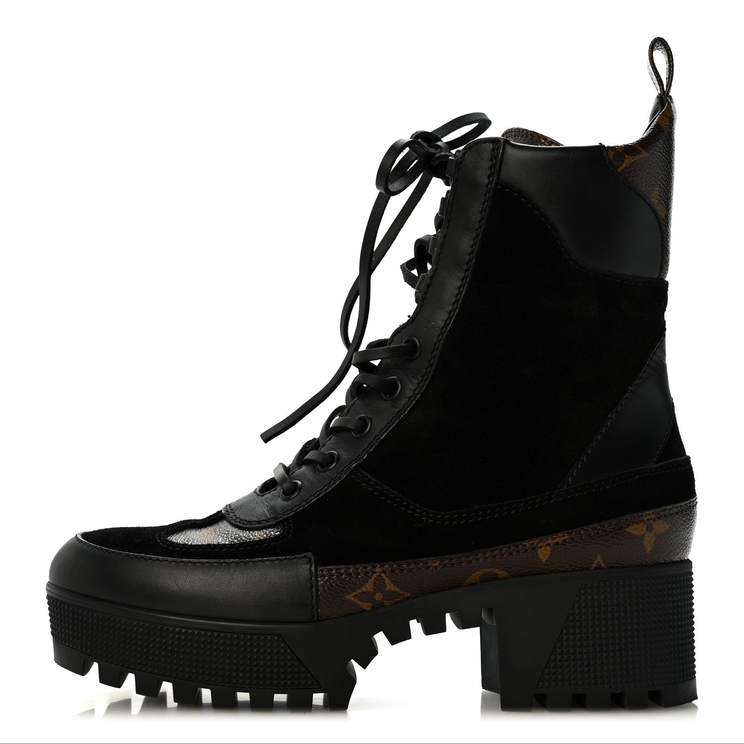 Suede Calfskin Monogram Laureate Platform Desert Boots 36.5 Black £¨ Direct shipment via from wholesalehk.shop