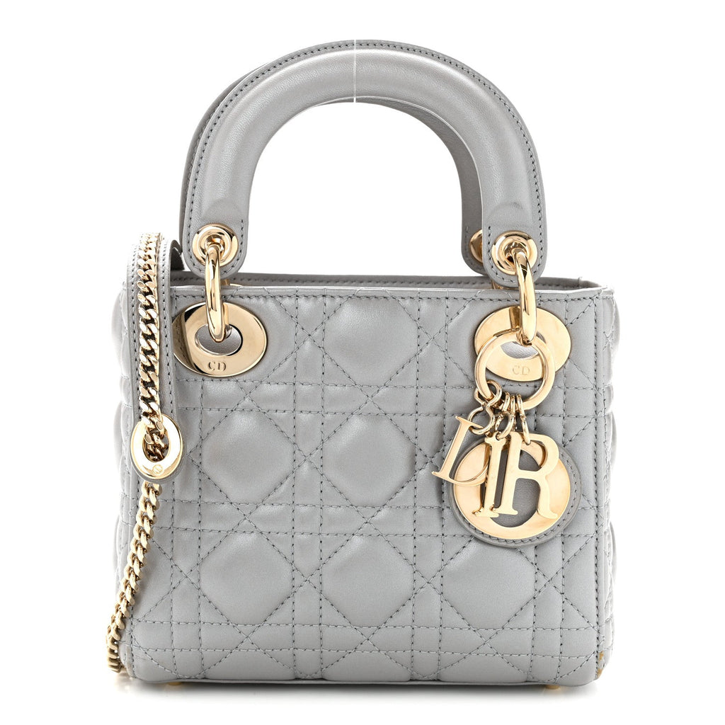 Lambskin Cannage Mini Lady Dior Gray Opaline Gray Opaline wholesalehk.shop