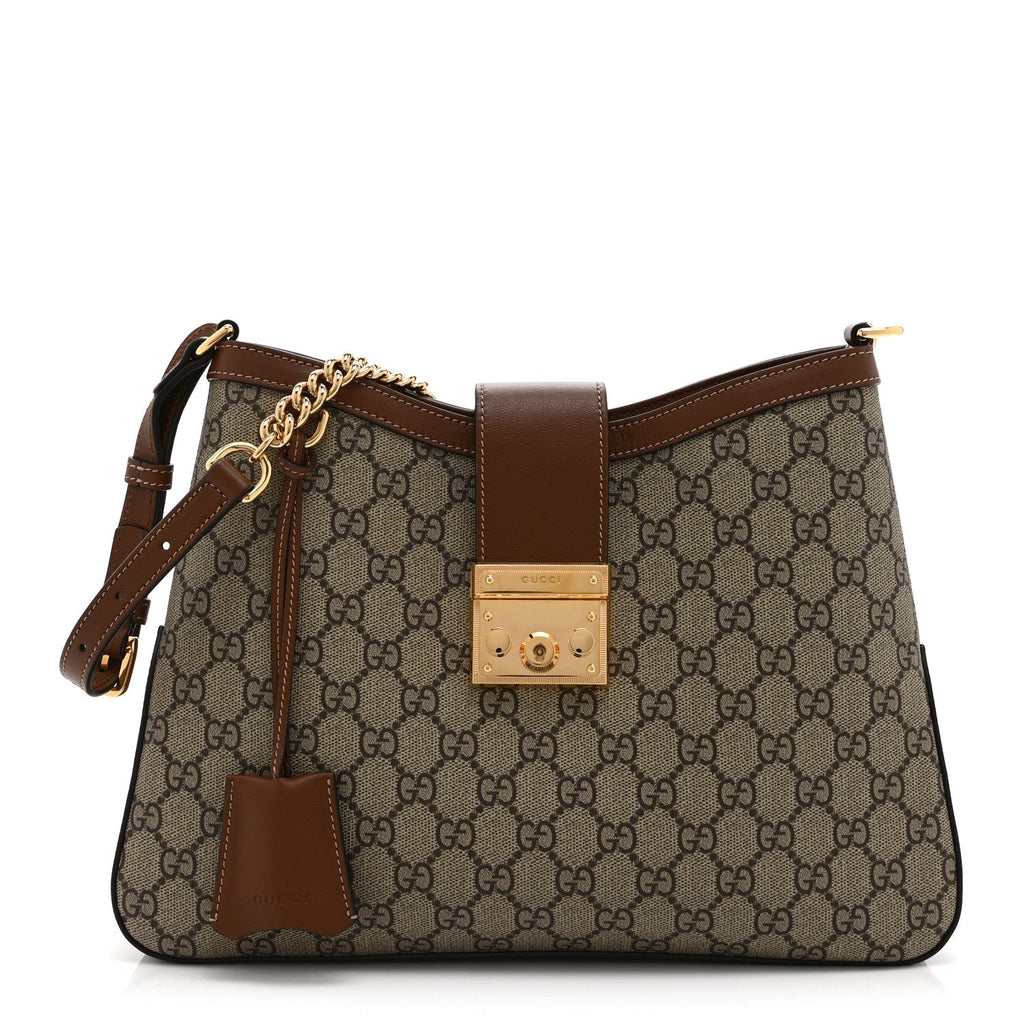 GG Supreme Monogram Medium Padlock Shoulder Bag Beige Ebony Brown Sugar £¨ Direct shipment via from wholesalehk.shop