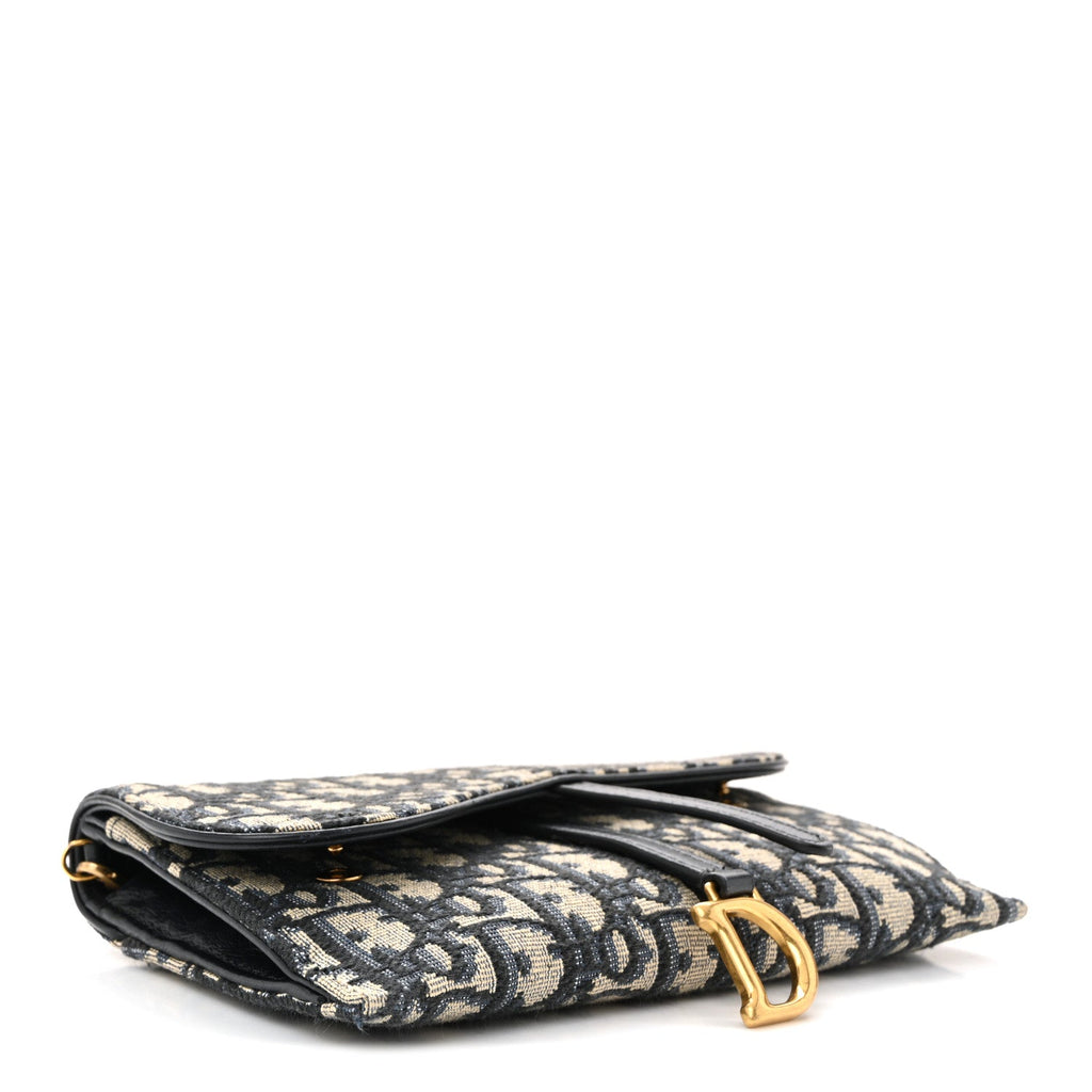 Oblique Saddle Chain Long Wallet Blue wholesalehk.shop