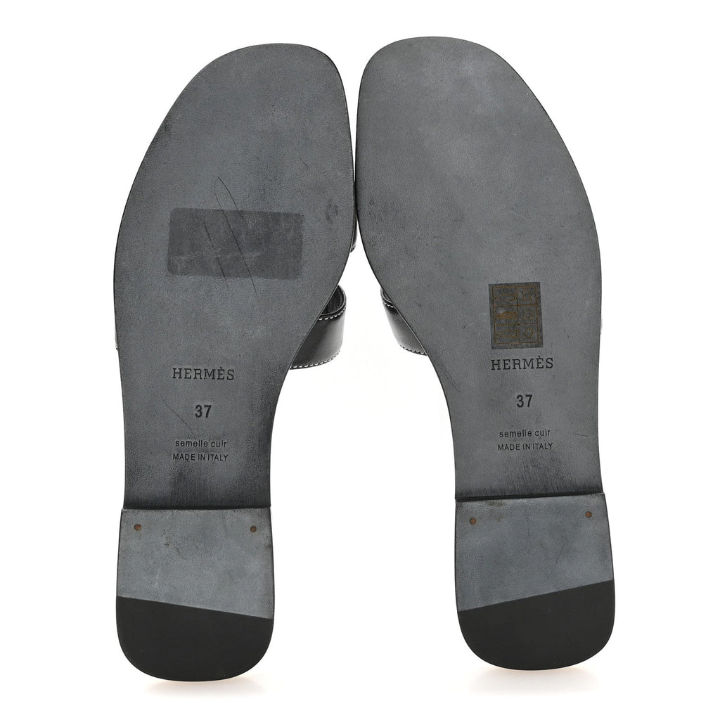 Box Calfskin Oran Sandals 37 Black wholesalehk.shop
