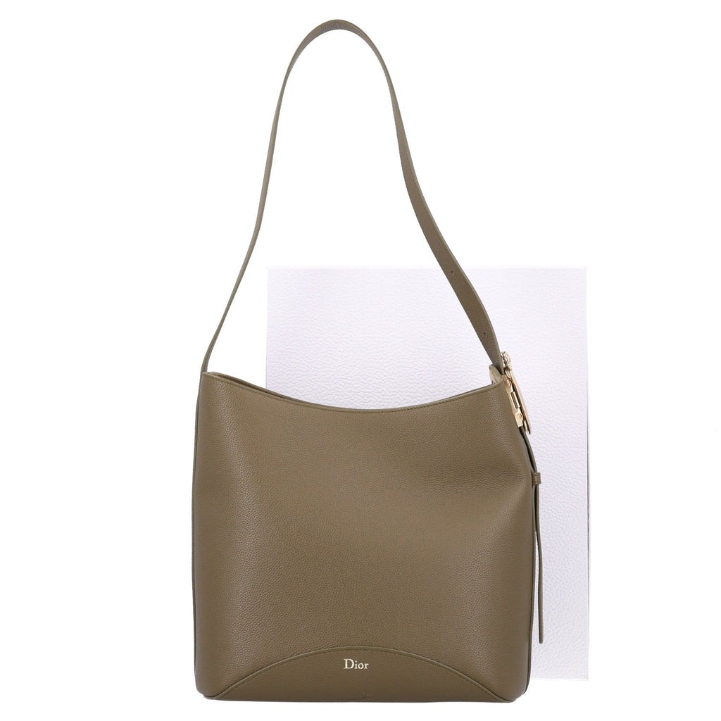 Grained Calfskin Medium Medaillon Bucket Bag Khaki wholesalehk.shop