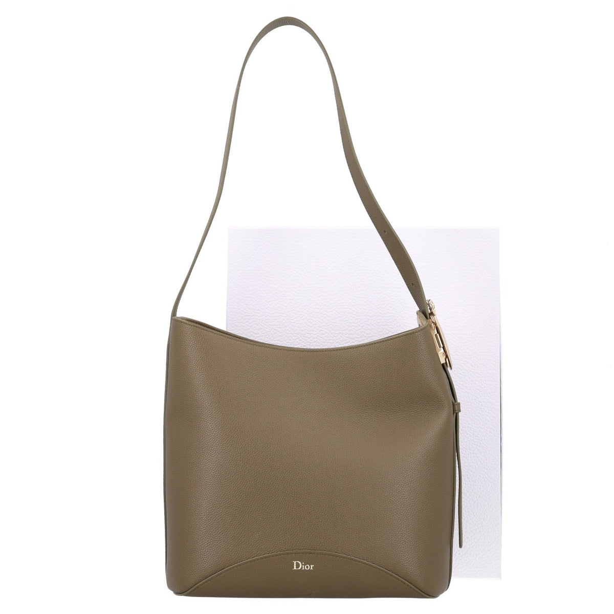 Grained Calfskin Medium Medaillon Bucket Bag Khaki wholesalehk.shop