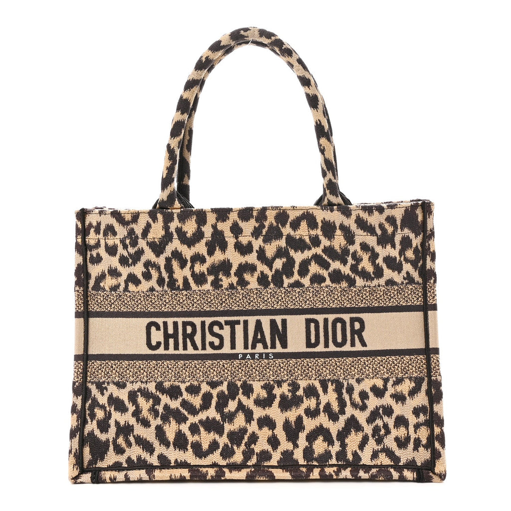 Canvas Mizza Embroidered Medium Leopard Book Tote Beige £¨ Direct shipment via from wholesalehk.shop