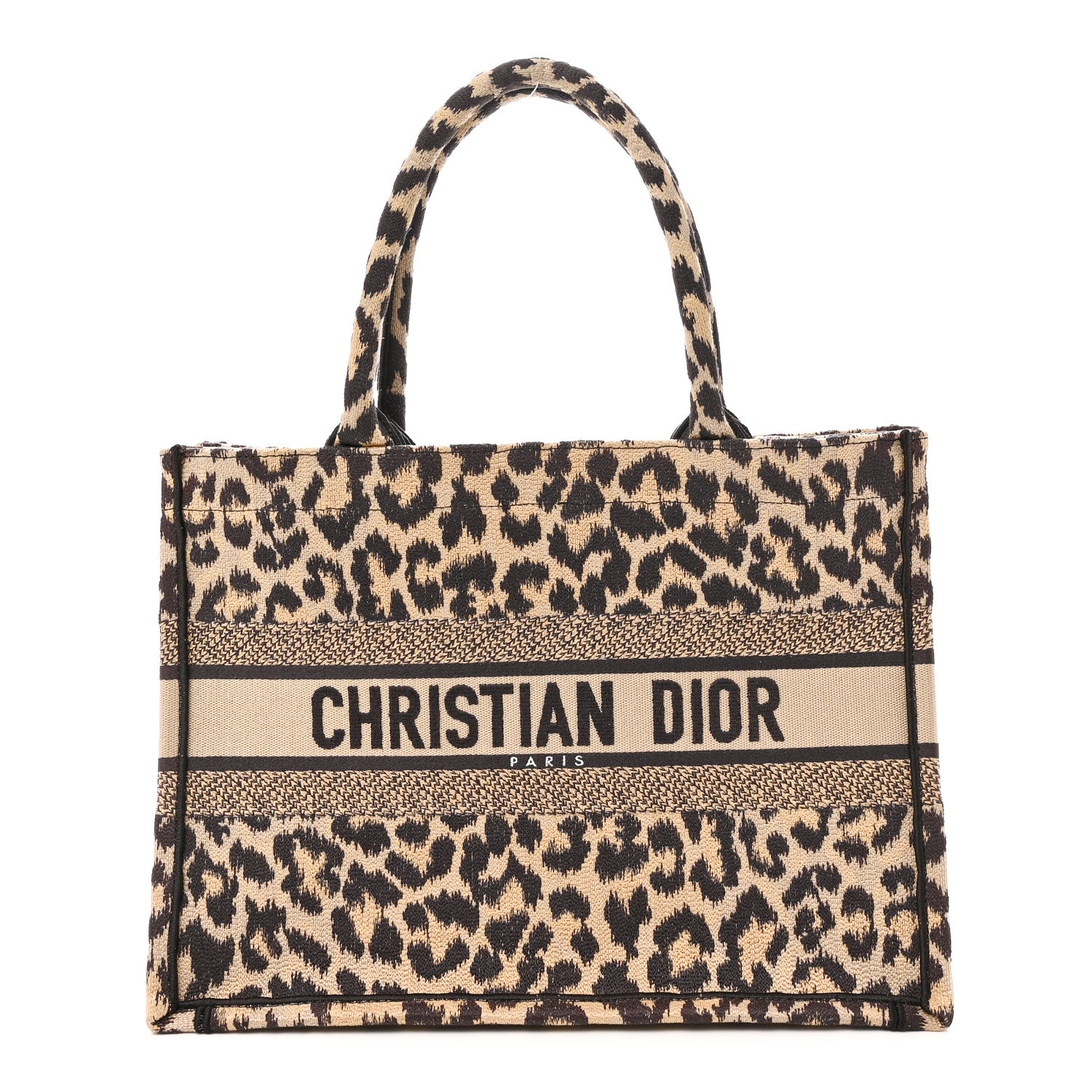 Canvas Mizza Embroidered Medium Leopard Book Tote Beige £¨ Direct shipment via from wholesalehk.shop