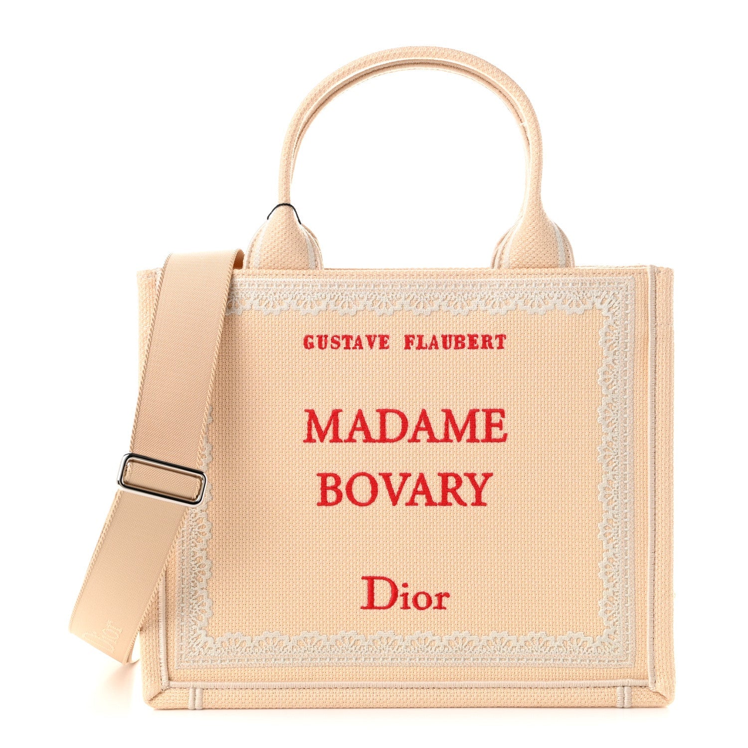 Oblique Embroidered Lace Dior Madame Bovary Small Book Tote With Strap Beige Red £¨ Direct shipment via from wholesalehk.shop