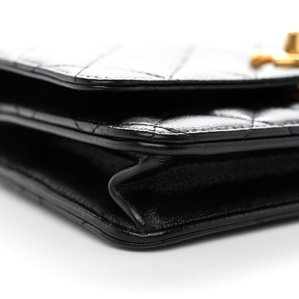 Lambskin Quilted Sweetheart Wallet On Chain WOC Black wholesalehk.shop