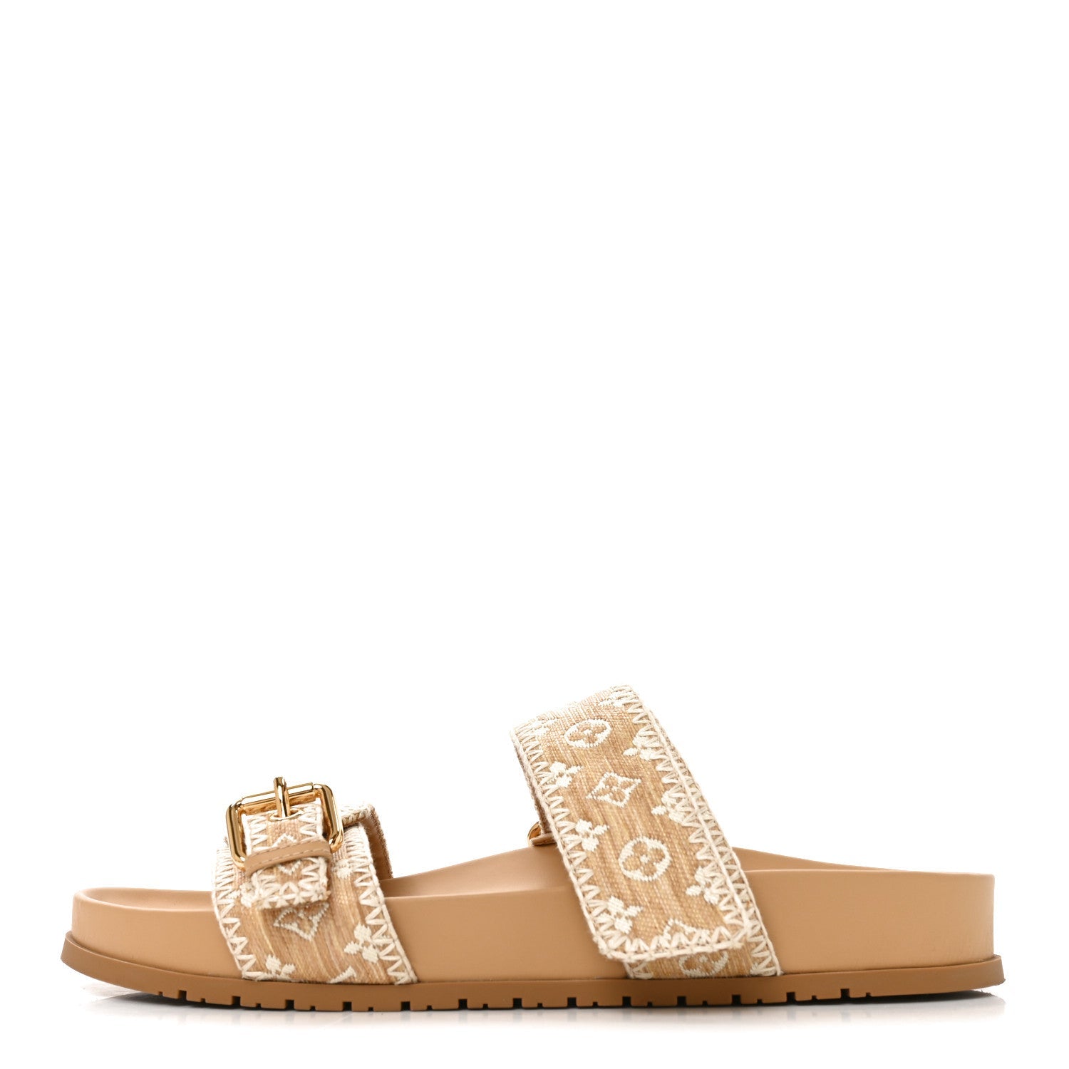 Raffia Monogram Bom Dia Flat Mule Sandals 39 Natural £¨ Direct shipment via from wholesalehk.shop