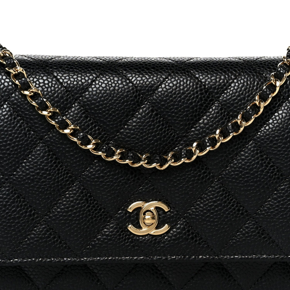 Caviar Quilted CC Turnlock Wallet On Chain WOC Black wholesalehk.shop