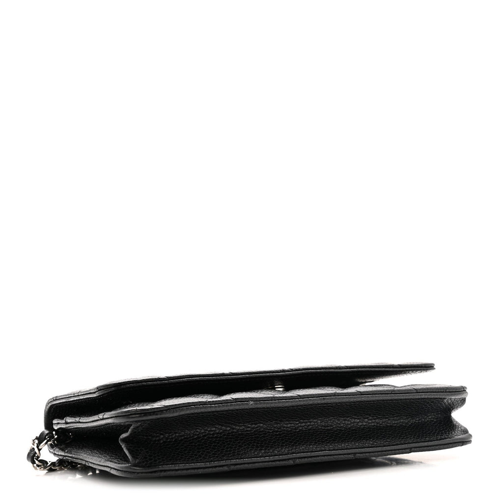 Caviar Quilted Wallet on Chain WOC Black wholesalehk.shop