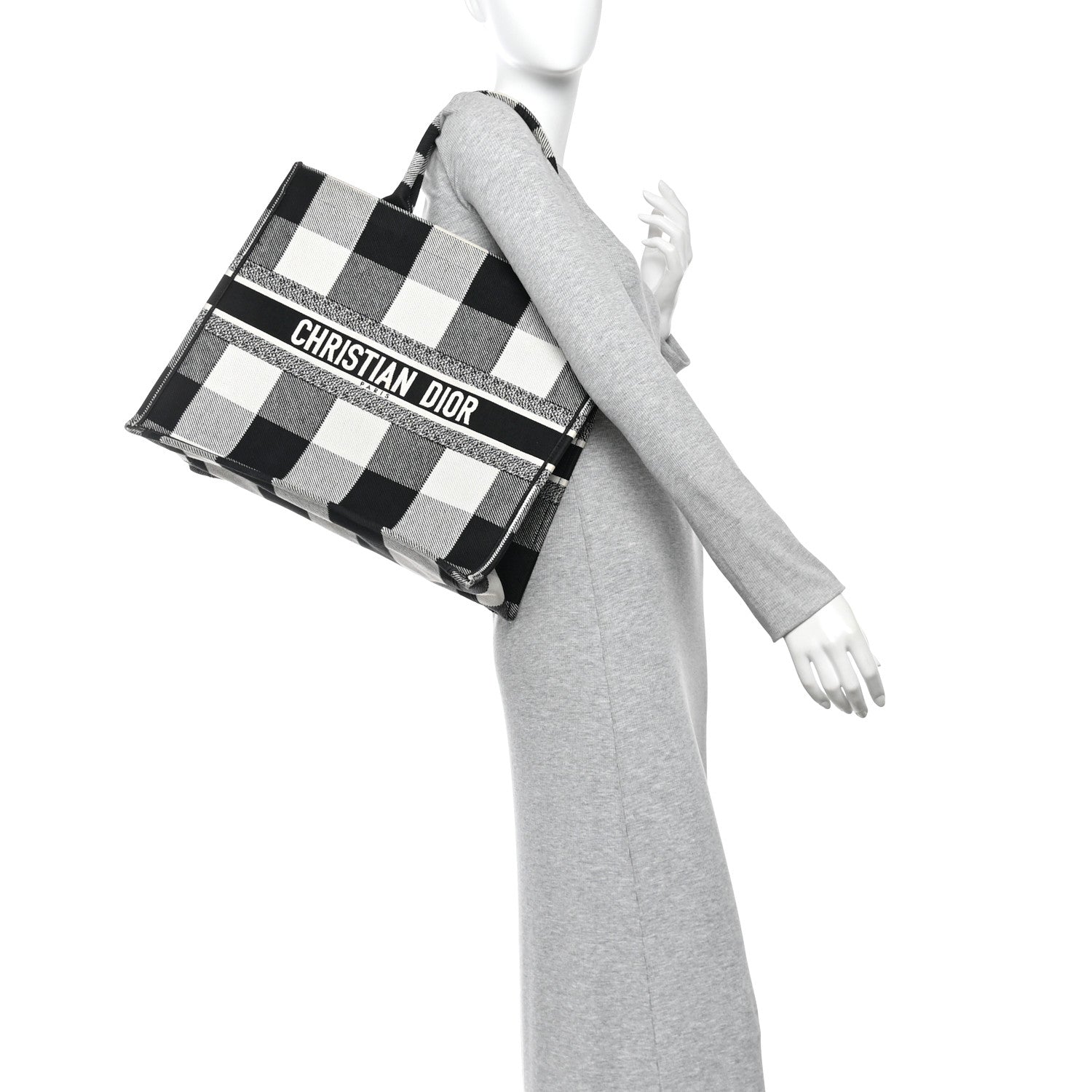 Canvas Embroidered Large Checkered Book Tote Black White £¨ Direct shipment via from wholesalehk.shop