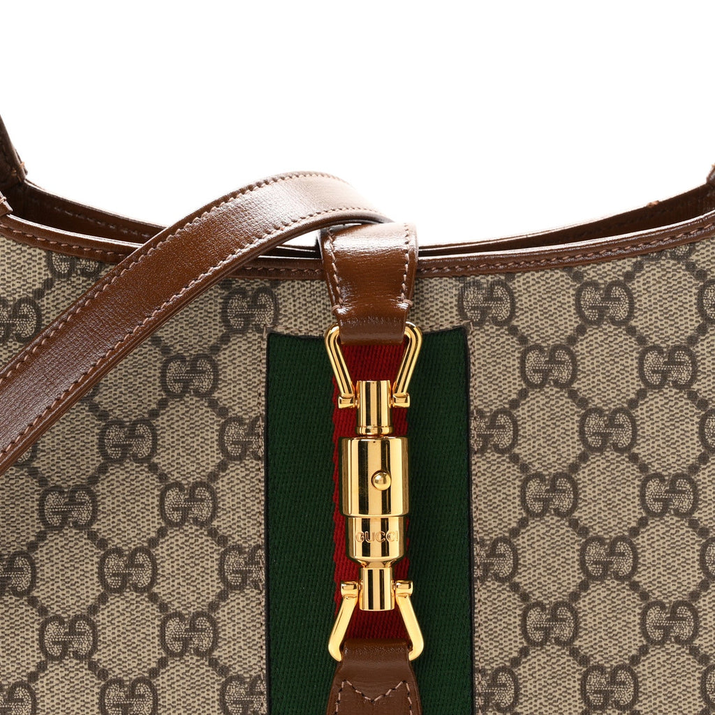 GG Supreme Monogram Azalea Calfskin Web Small Jackie 1961 Hobo Beige Ebony Brown Sugar £¨ Direct shipment via from wholesalehk.shop