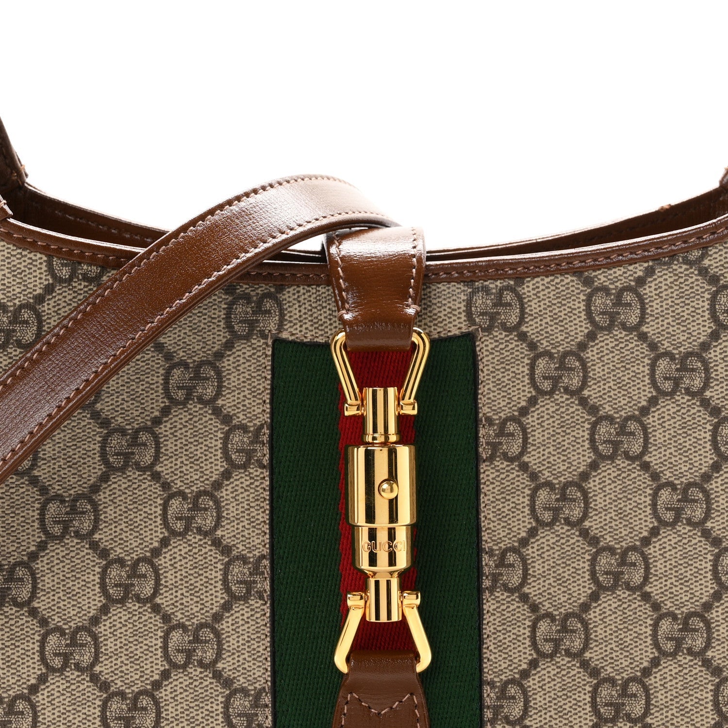 GG Supreme Monogram Azalea Calfskin Web Small Jackie 1961 Hobo Beige Ebony Brown Sugar £¨ Direct shipment via from wholesalehk.shop
