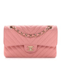 Caviar Chevron Quilted Small Double Flap Pink wholesalehk.shop