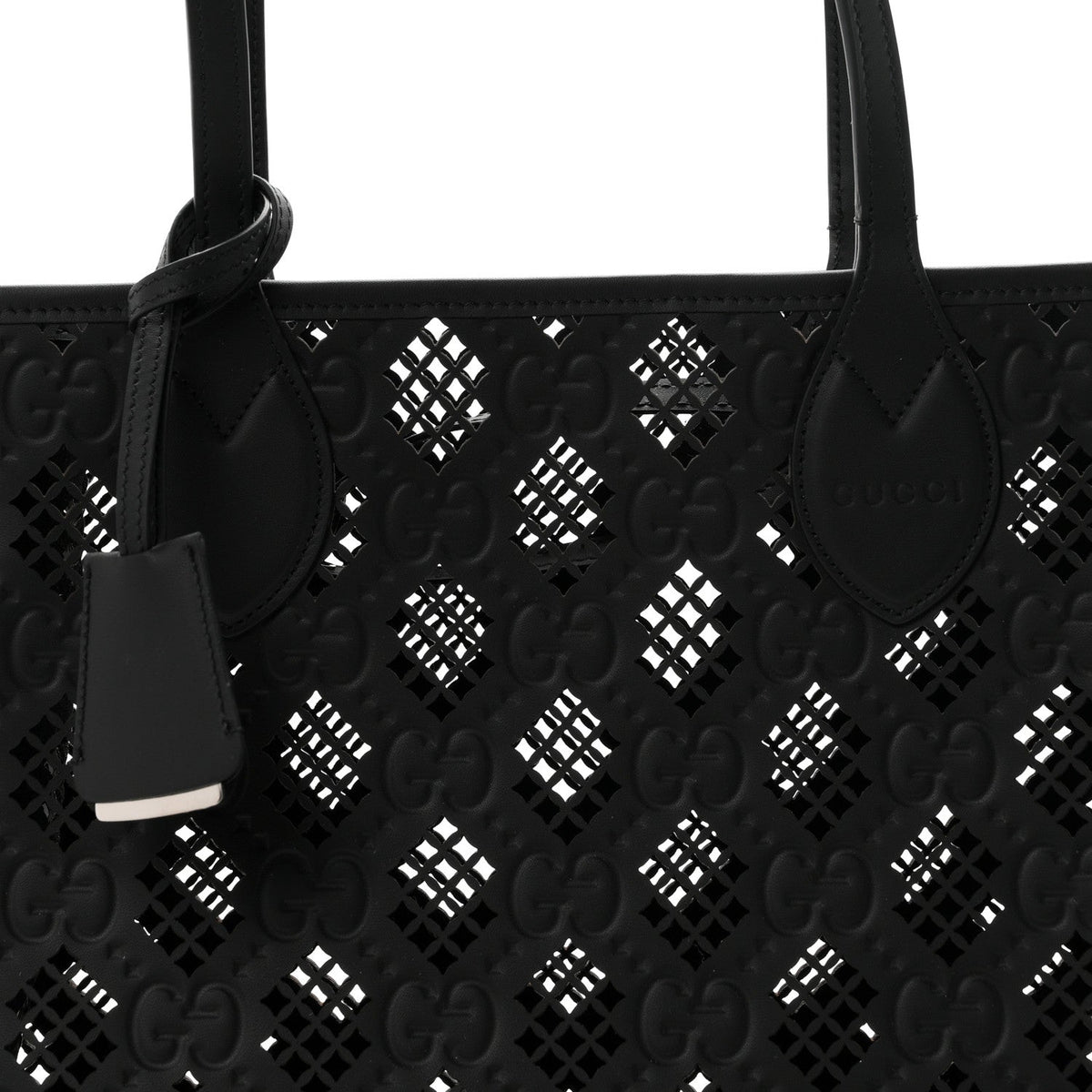 Calfskin GG Monogram Diamond Cut Medium Ophidia Tote Bag Black wholesalehk.shop