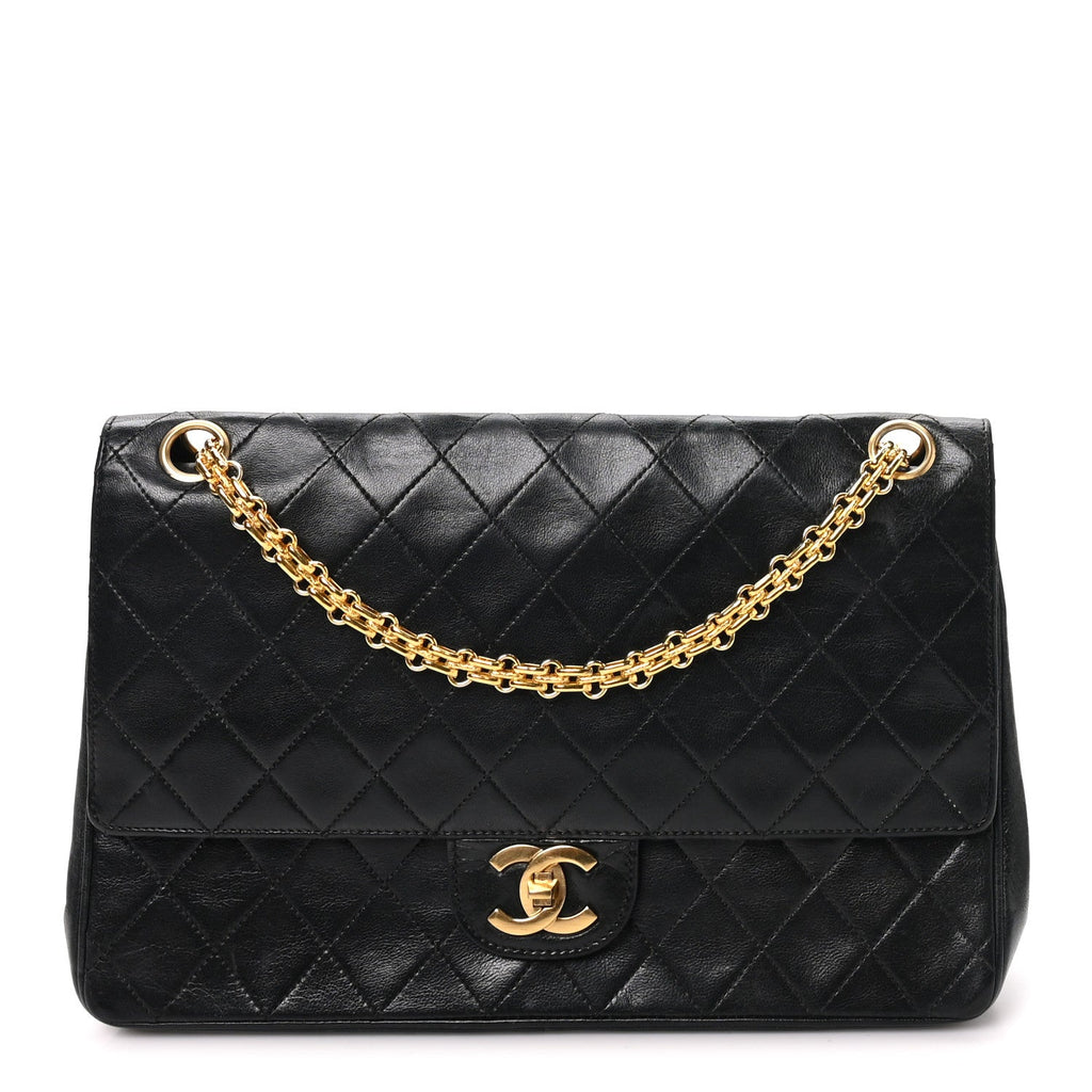 Lambskin Quilted Medium Double Flap Bijoux Chain Black wholesalehk.shop