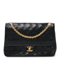 Lambskin Quilted Medium Double Flap Bijoux Chain Black wholesalehk.shop
