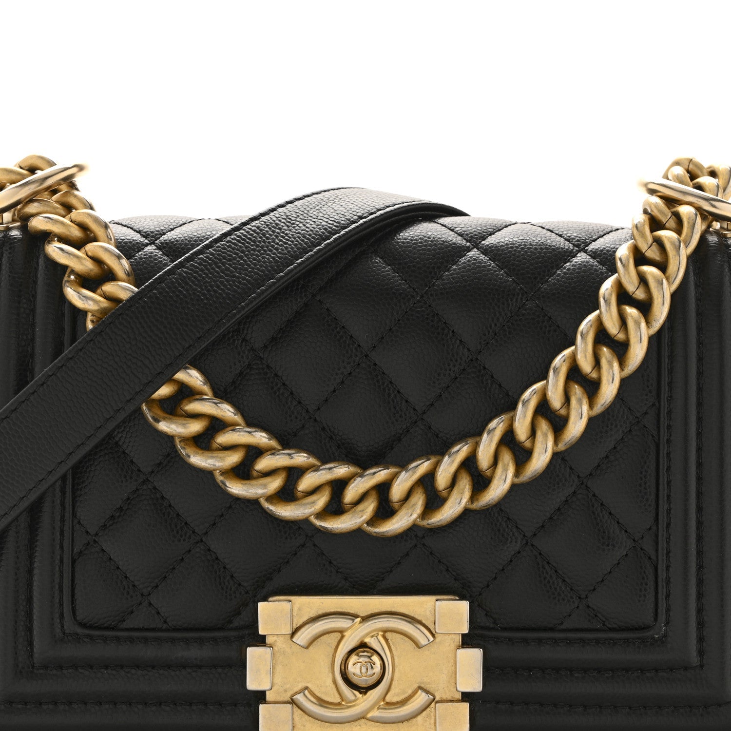 Caviar Quilted Small Boy Flap Black wholesalehk.shop