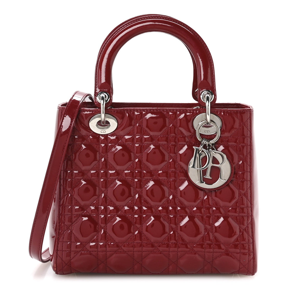 Patent Cannage Medium Lady Dior Red wholesalehk.shop